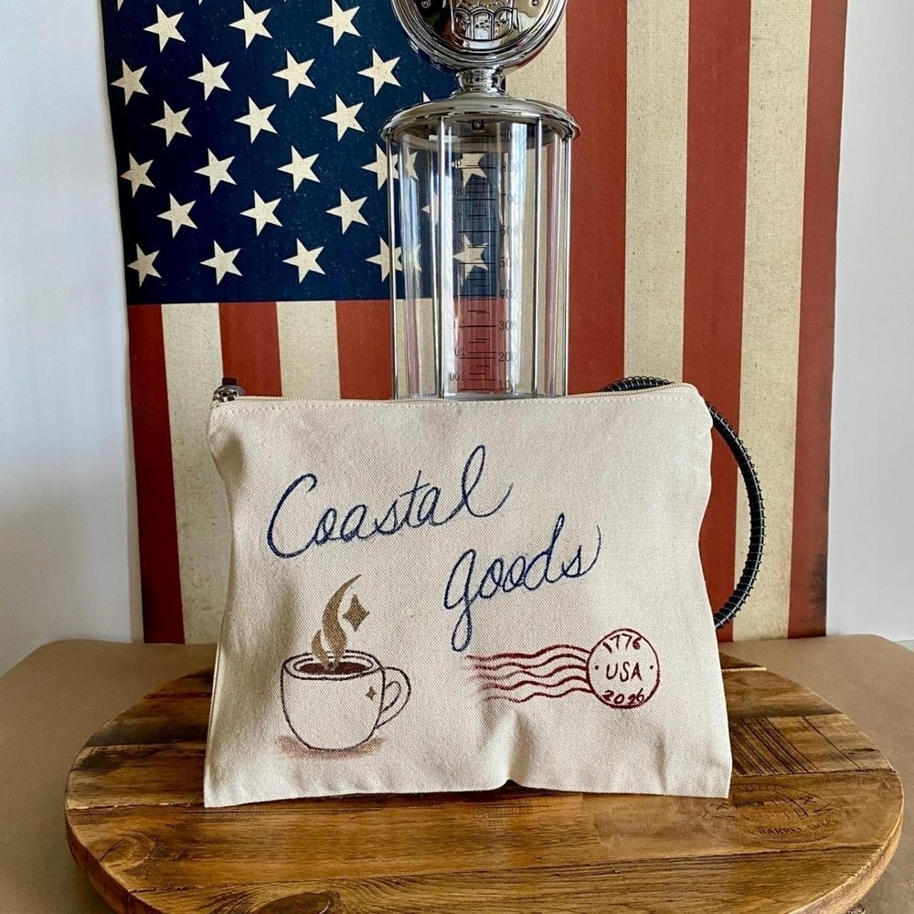 Coastal Goods Leisure Pouch Hand Painted Coastal Americana Canvas Travel Pouch